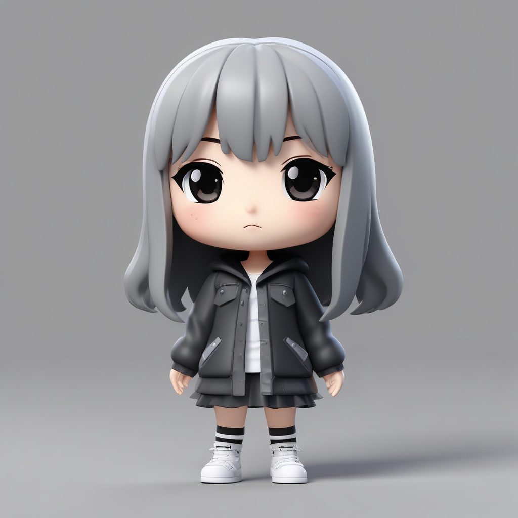 极简高级定制Q版模特:黑白灰纯色背景全身像AI生成指南