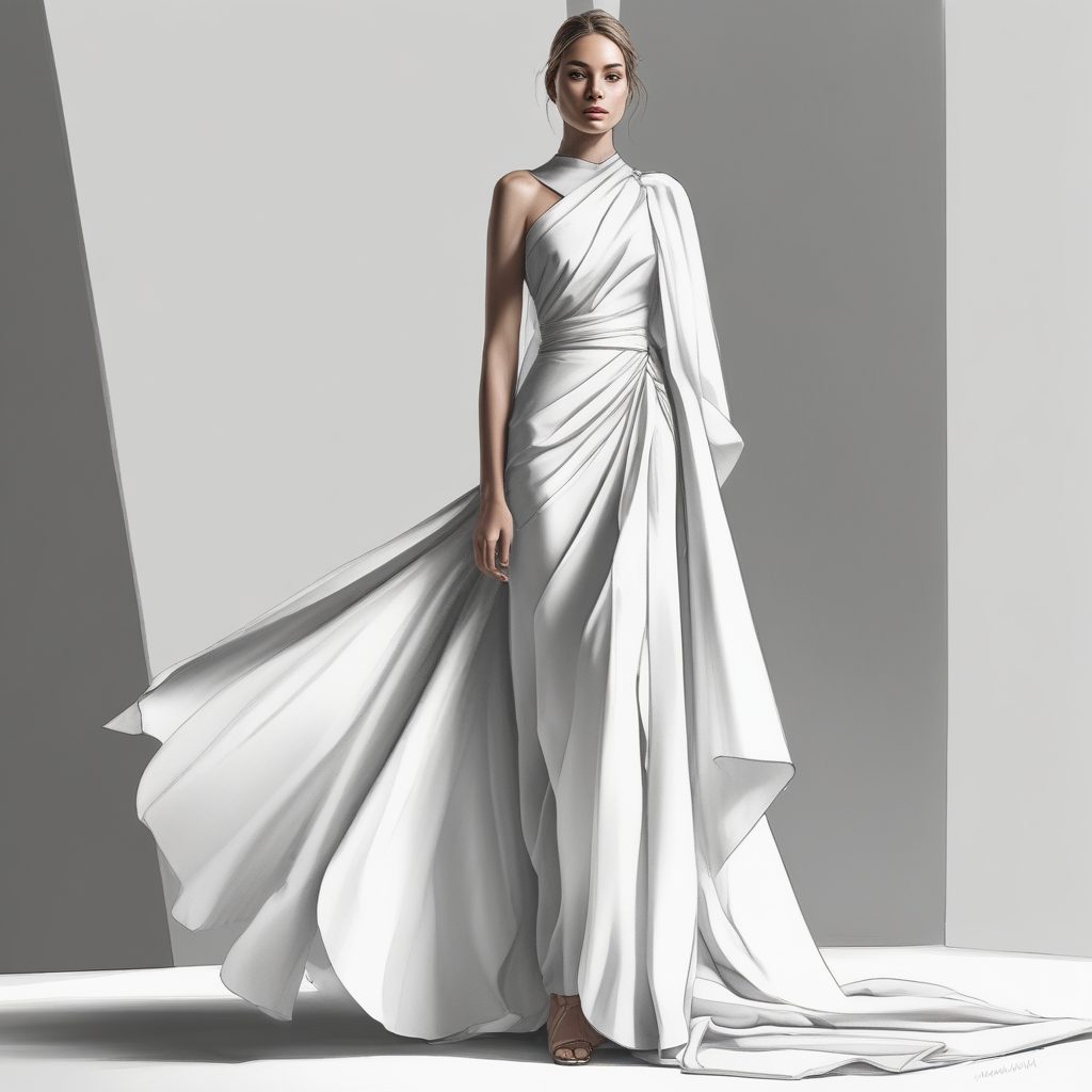 极简主义流体悬垂感：AI如何生成水彩风马克笔时装插画