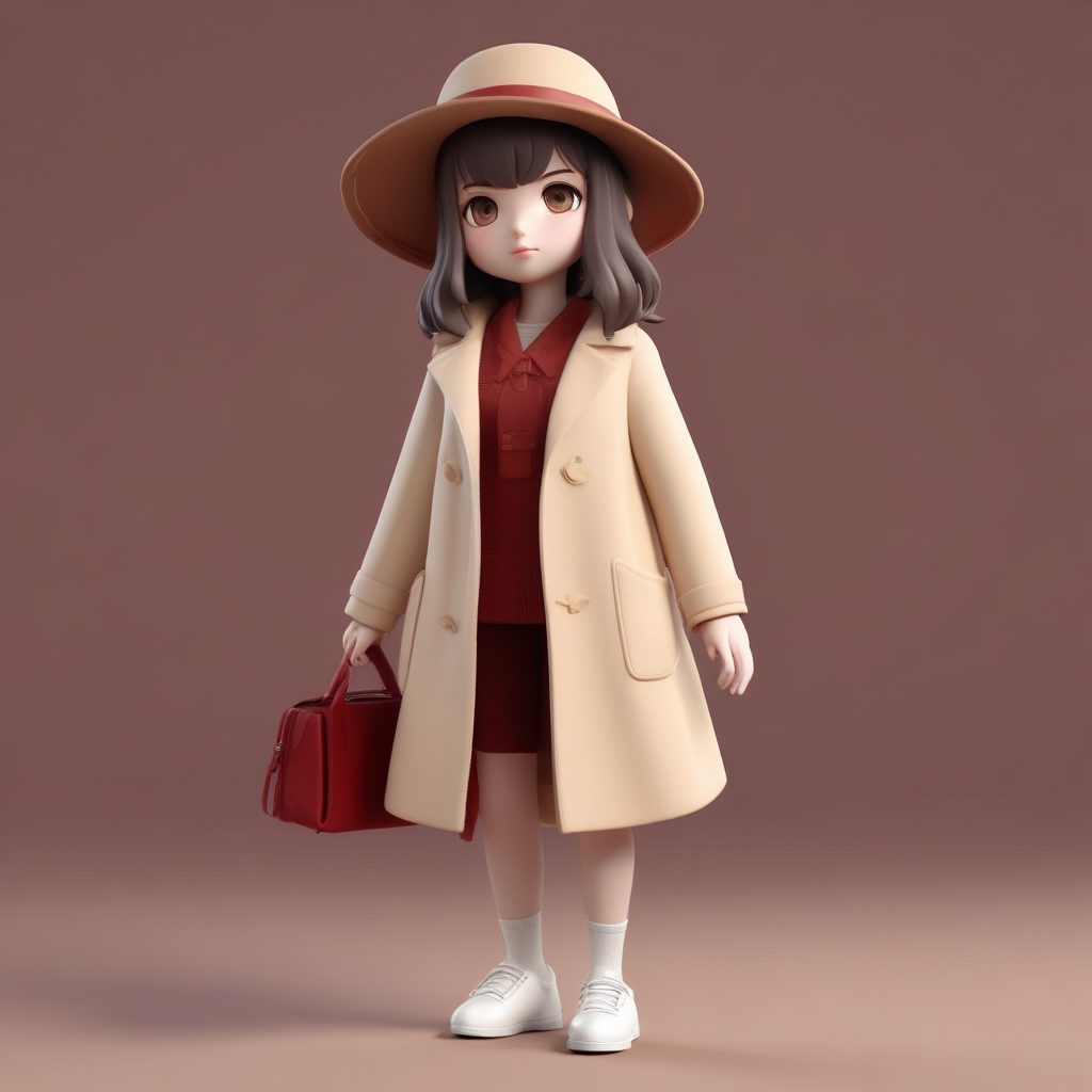 法式优雅冬季:羊绒大衣Q版女孩费多拉帽3D C4D渲染教程