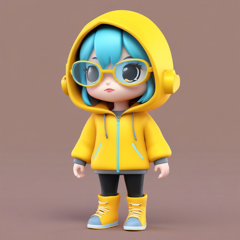 冬日探险家: 穿防风外套和护目镜的Q版人物提示词