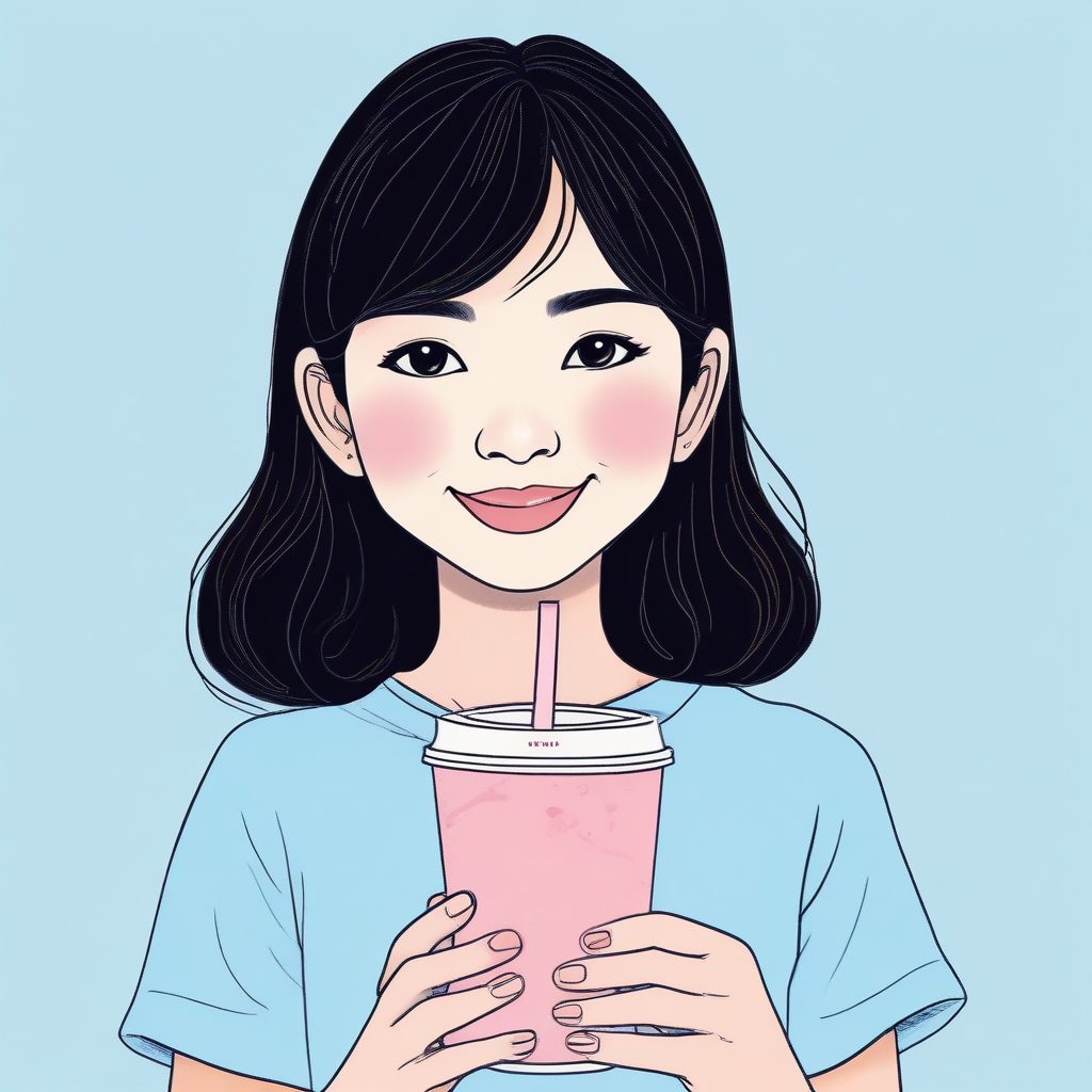 爆火“奶茶女孩”插画:用AI生成治愈系粉蓝甜酷日系风