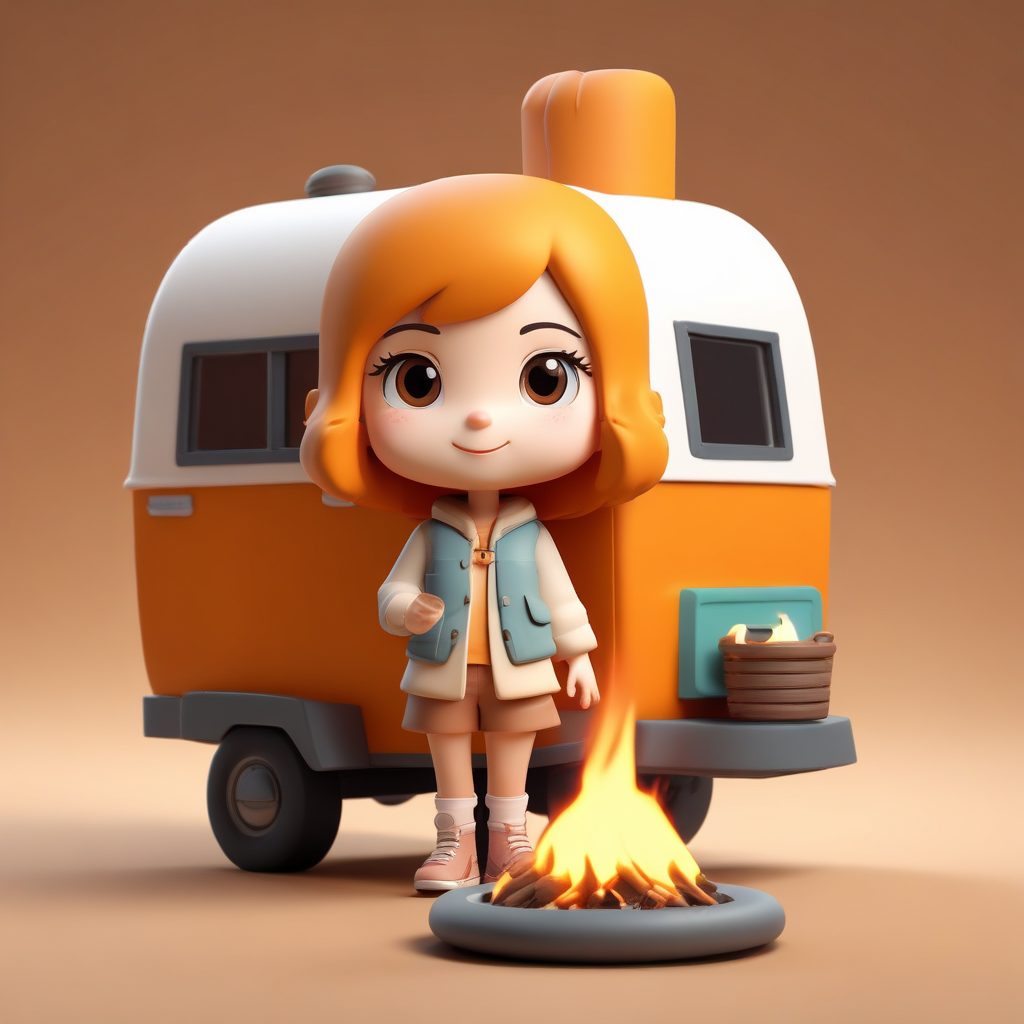 治愈露营Q版:AI 绘画生成围着篝火烤棉花糖的温暖瞬间