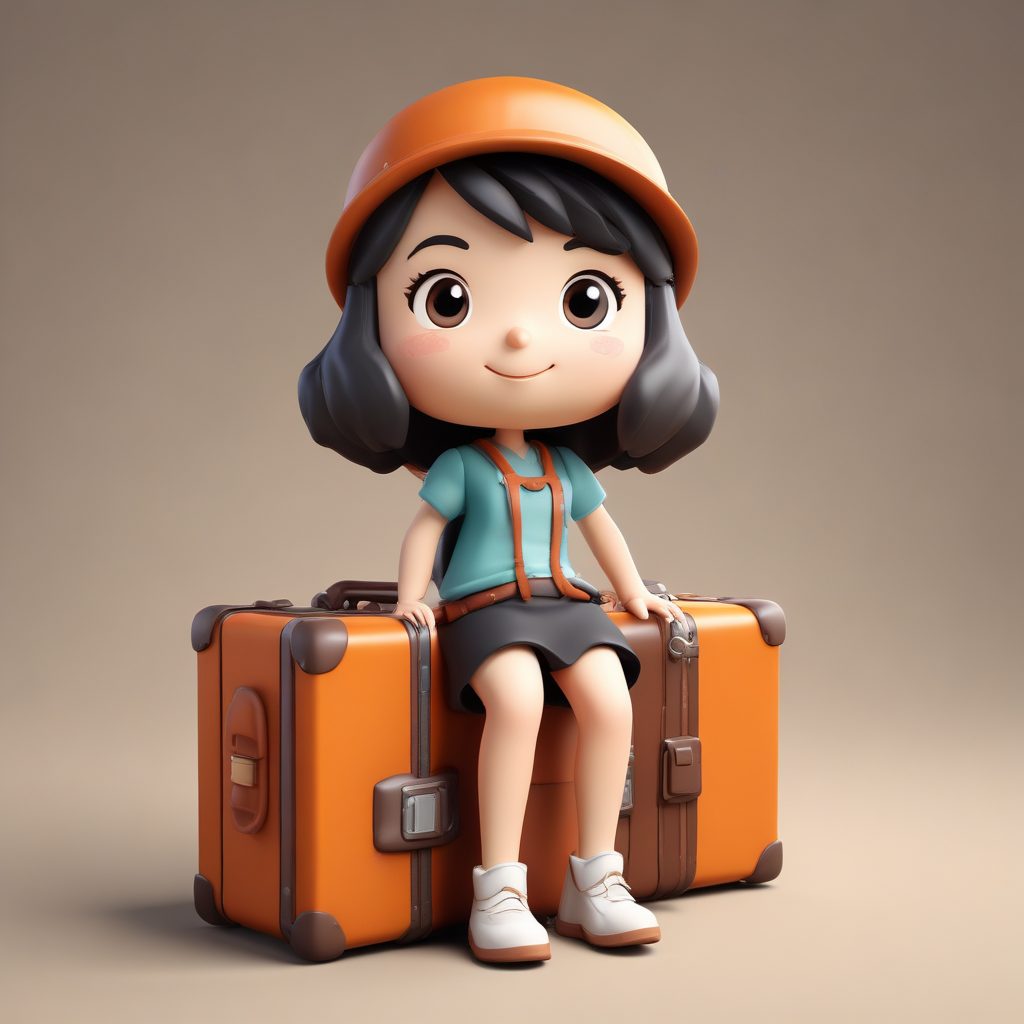 旅行家Q版手办:AI 绘画捕捉拉着超大行李箱的兴奋瞬间