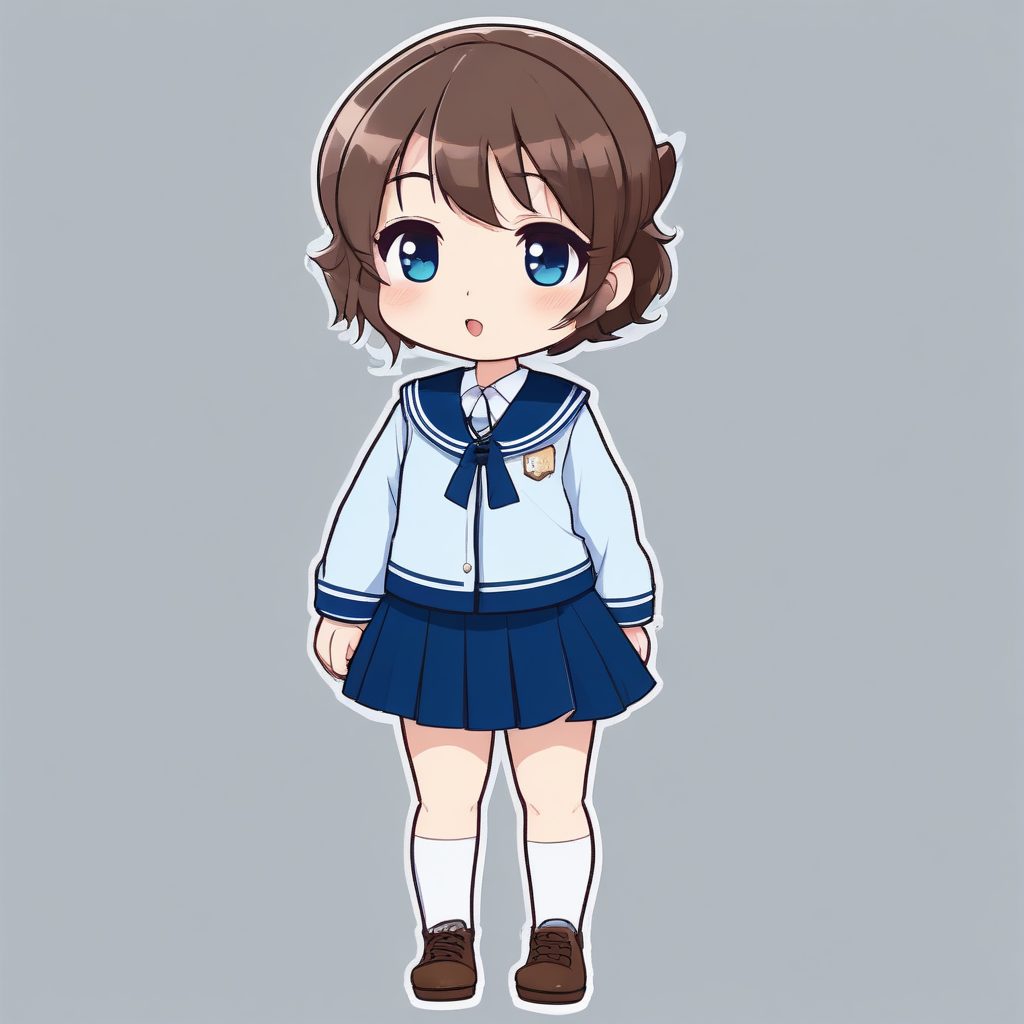 极简Q版少女蓝色水手服