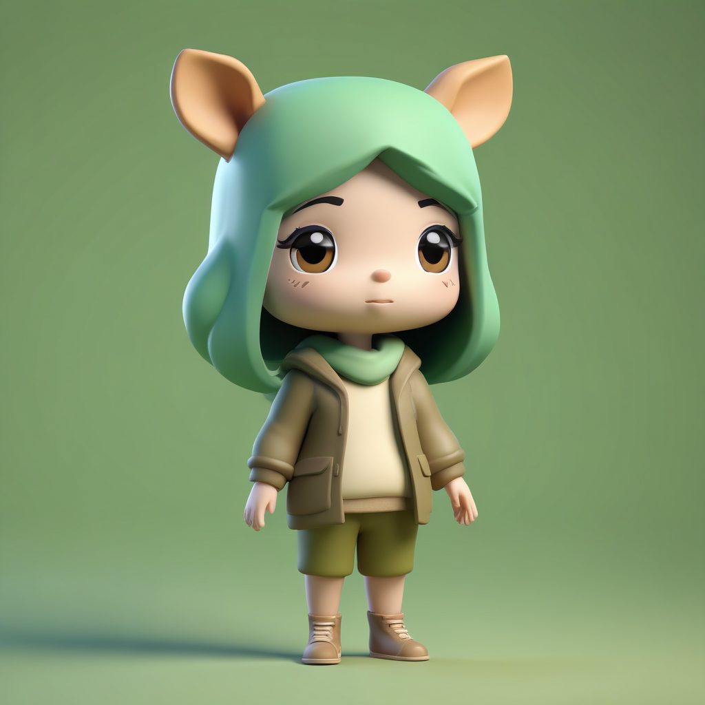 🌲森系治愈！可爱小鹿Chibi全身像，马卡龙色系AI绘画素材！