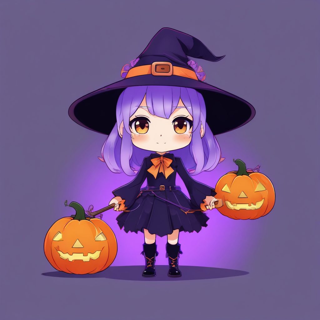 🎃万圣节限定！Q版南瓜女巫插画，暗黑系萌物头像生成！