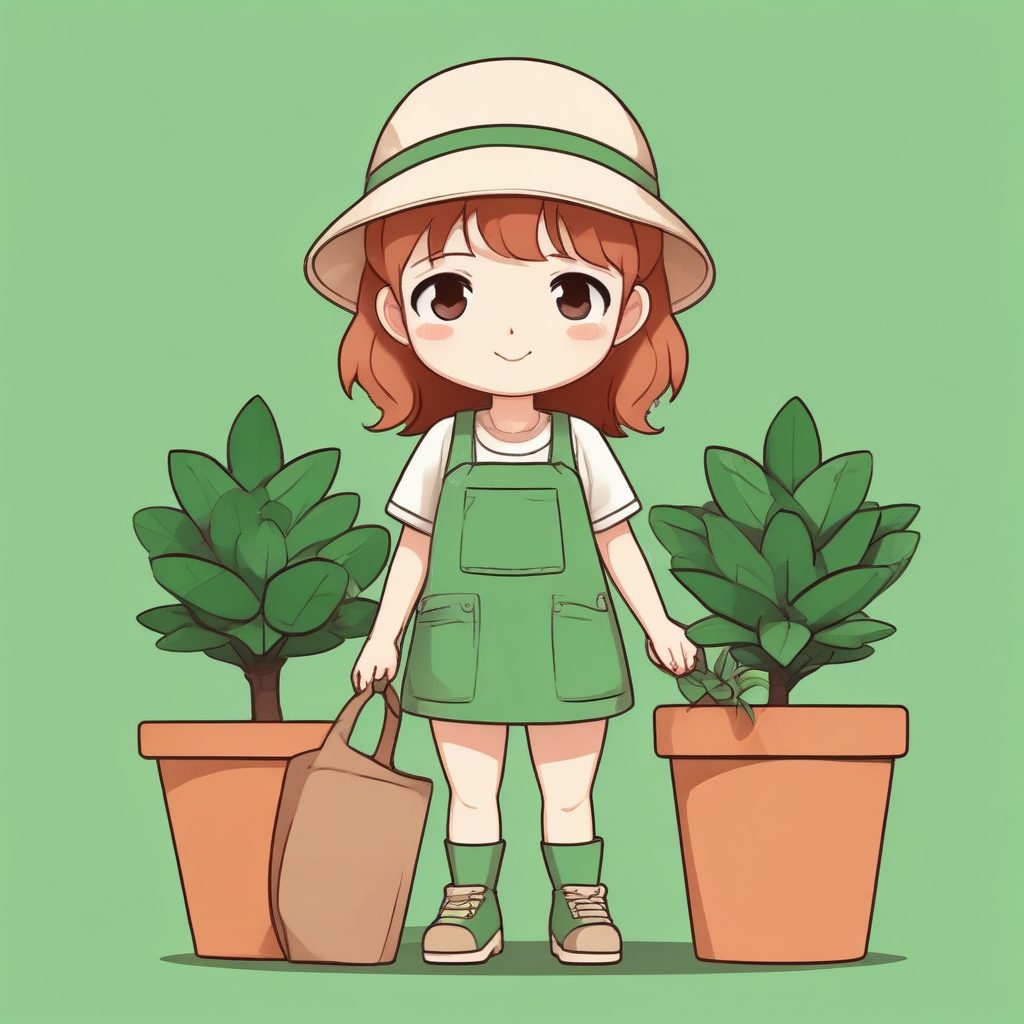 🌲环保先锋！Q版园艺师插画，治愈绿色系壁纸生成！