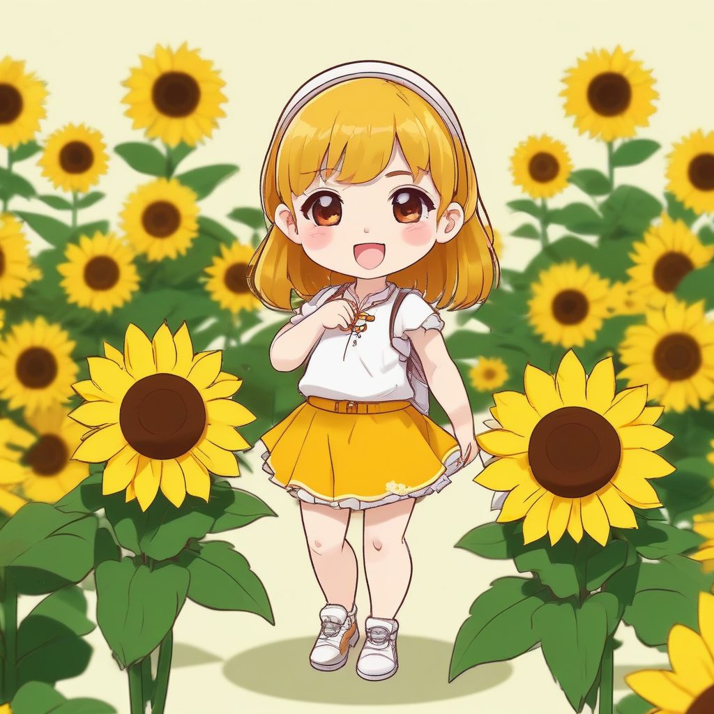 🌻向日葵舞者！Q版阳光少女，活力黄色系壁纸提示词