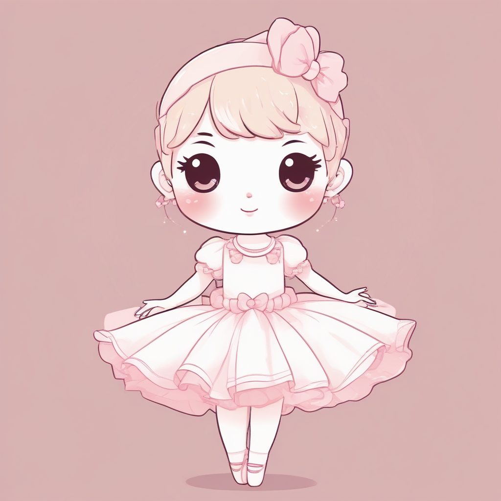 🎼音乐盒精灵！Q版芭蕾舞者，梦幻奶油粉壁纸提示词