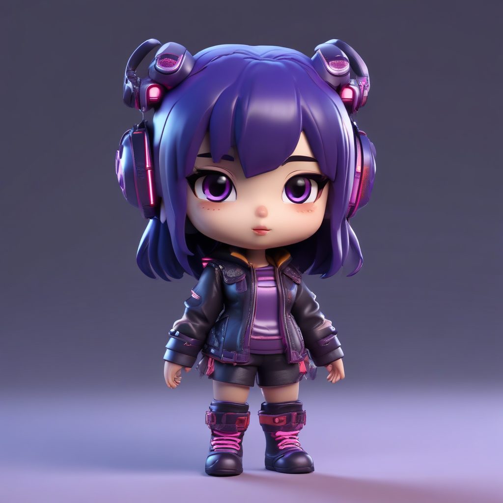 💣辣妹必备！赛博朋克国风Q版女孩全身图，高细节8K出图率爆表