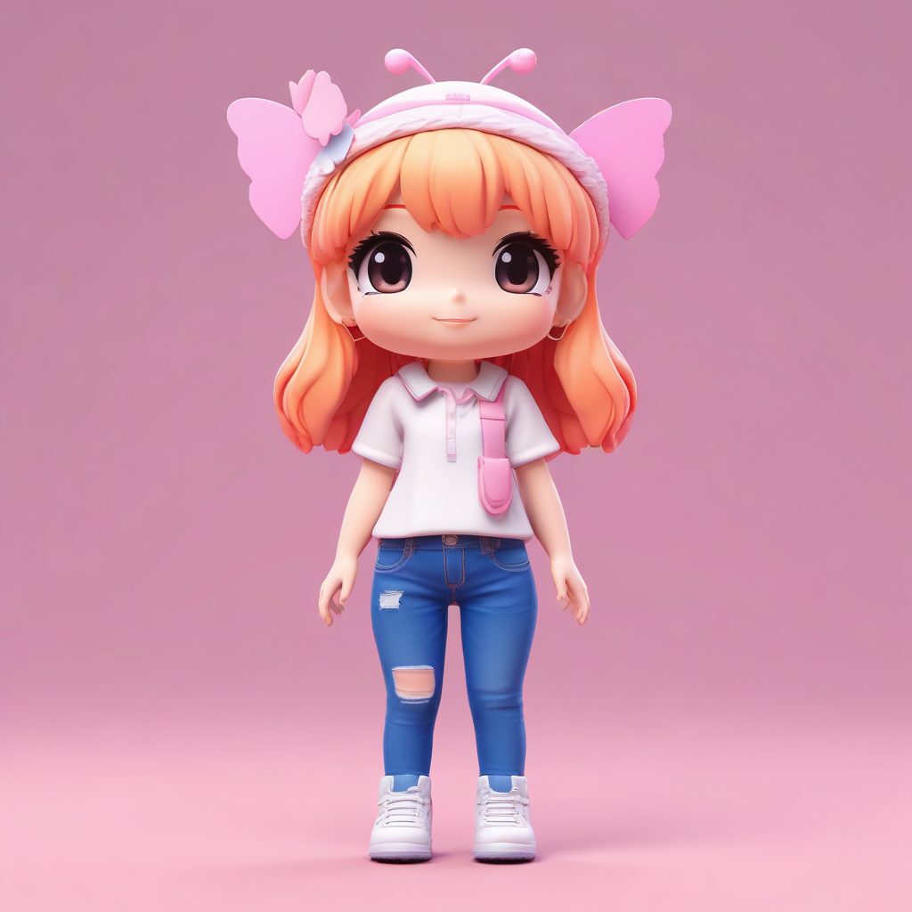 🎉Y2K复古回潮！超甜Q版女孩低腰牛仔穿搭，C4D黏土风头像生成