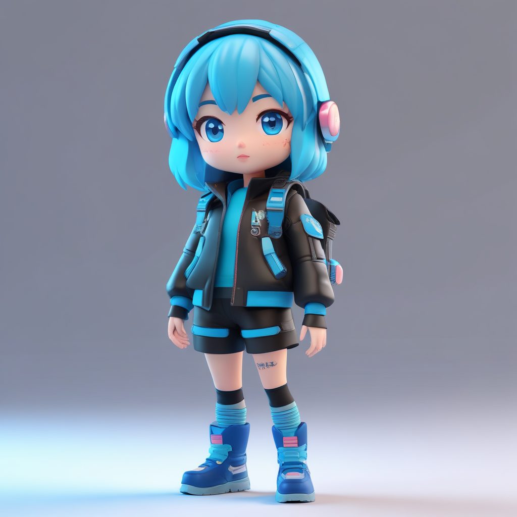 ✨未来感机能风！赛博朋克Q版女孩提示词，高饱和霓虹光影，8K