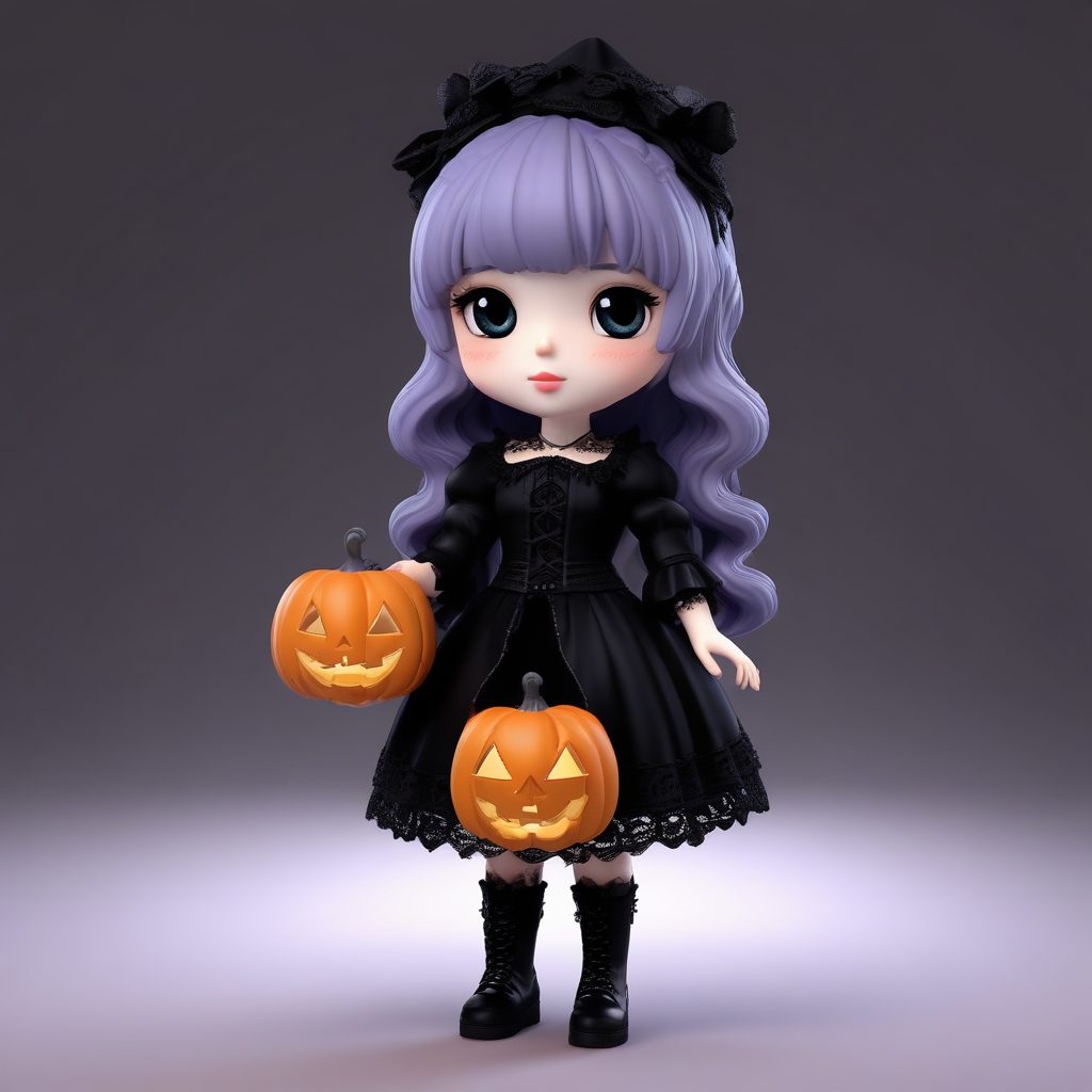 🖤暗黑甜心暴击！哥特萝莉Q版全身像，Midjourney提示词公开