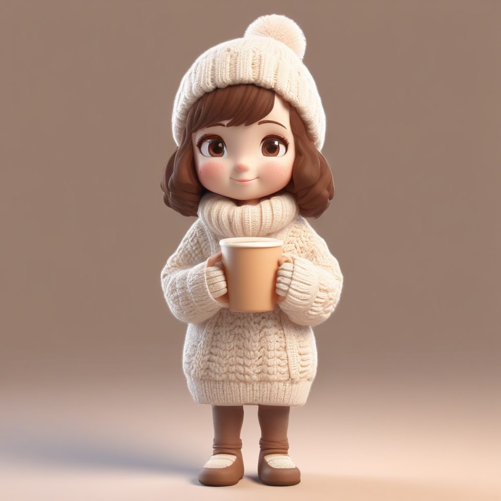 🧶秋冬氛围感拉满！超治愈系Q版毛衣女孩，黏土质感超软糯