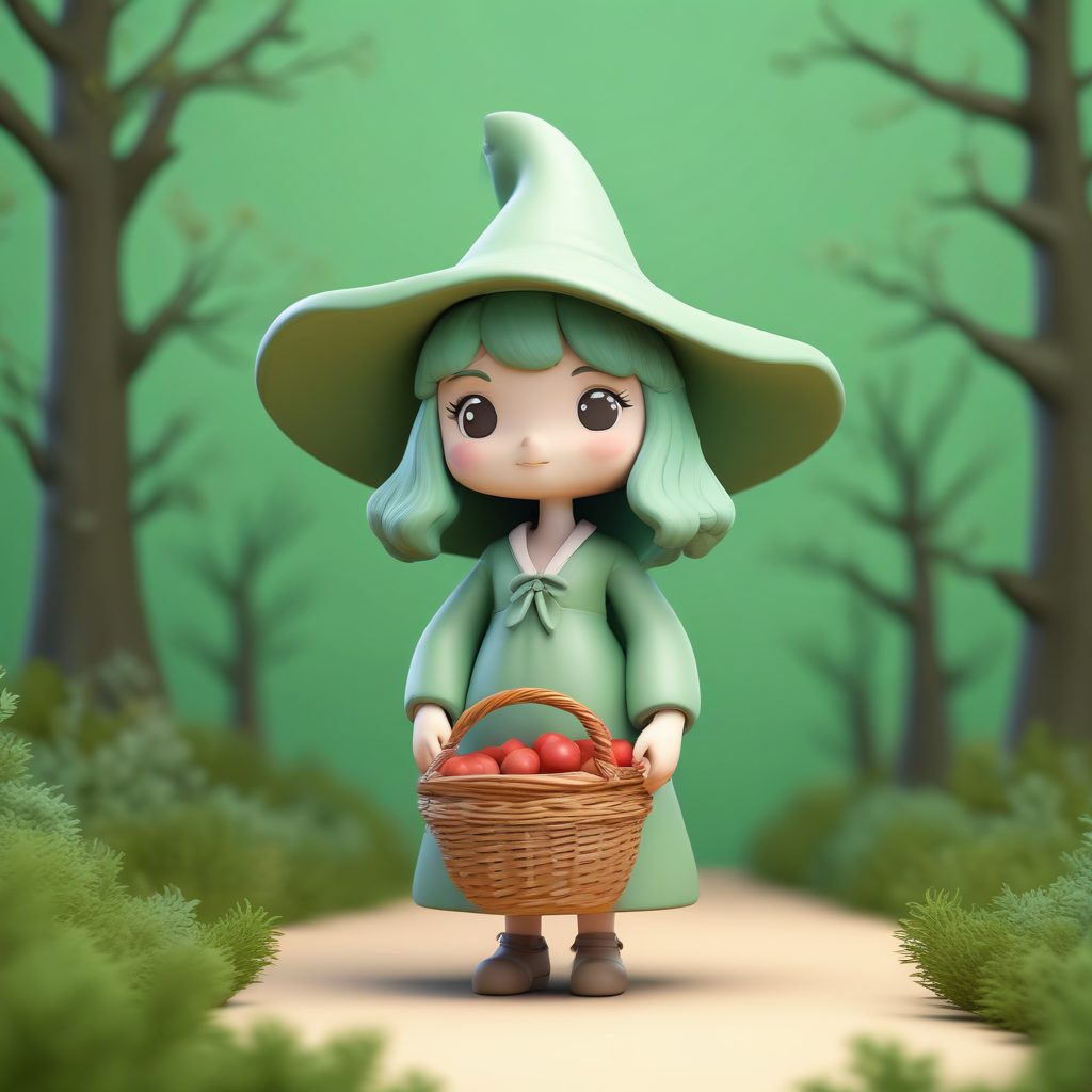 🍄森系治愈Cottagecore Q版女巫！Midjourney咒语：田园风黏土手办