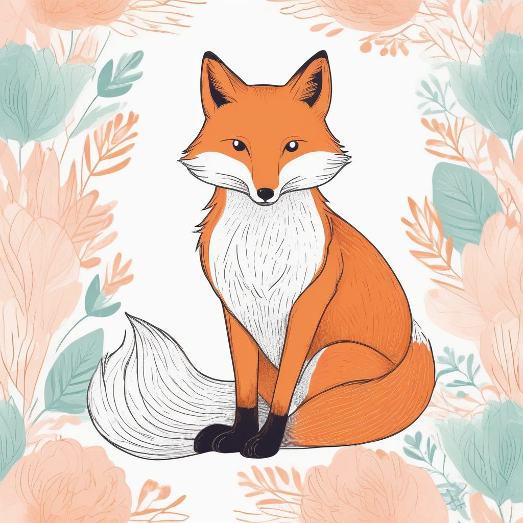 超萌！极简线条小狐狸插画：蜡笔治愈系，拿来做头像绝了