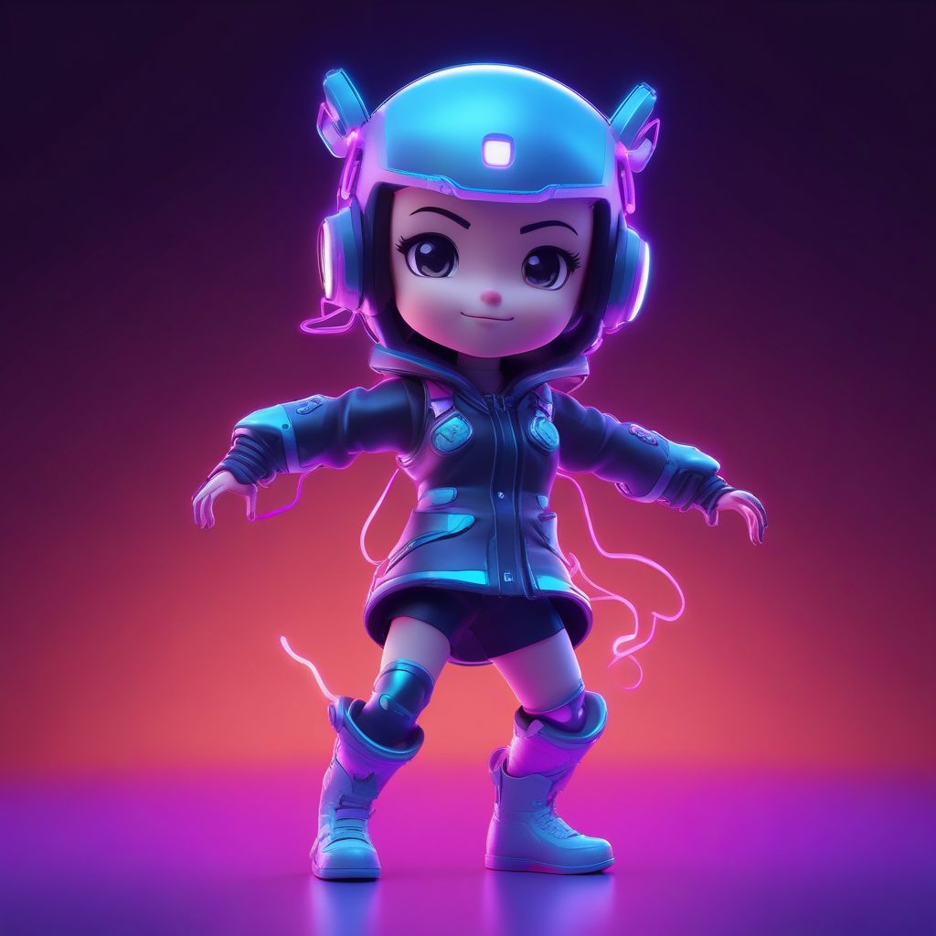 视觉冲击力MAX：赛博朋克霓虹Q版角色全身插画创作指南