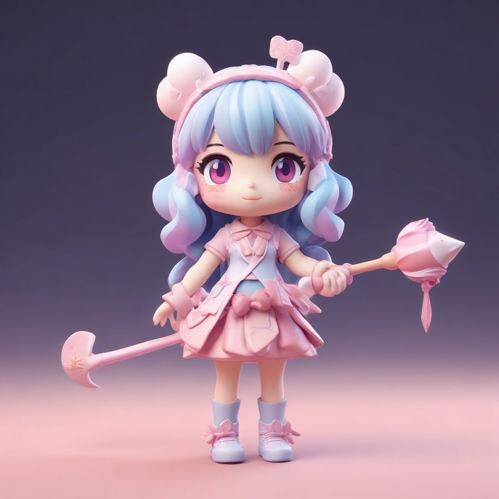 🔥Q版小魔女头像必收！C4D粘土风3D魔法少女全身像AI绘画提示词