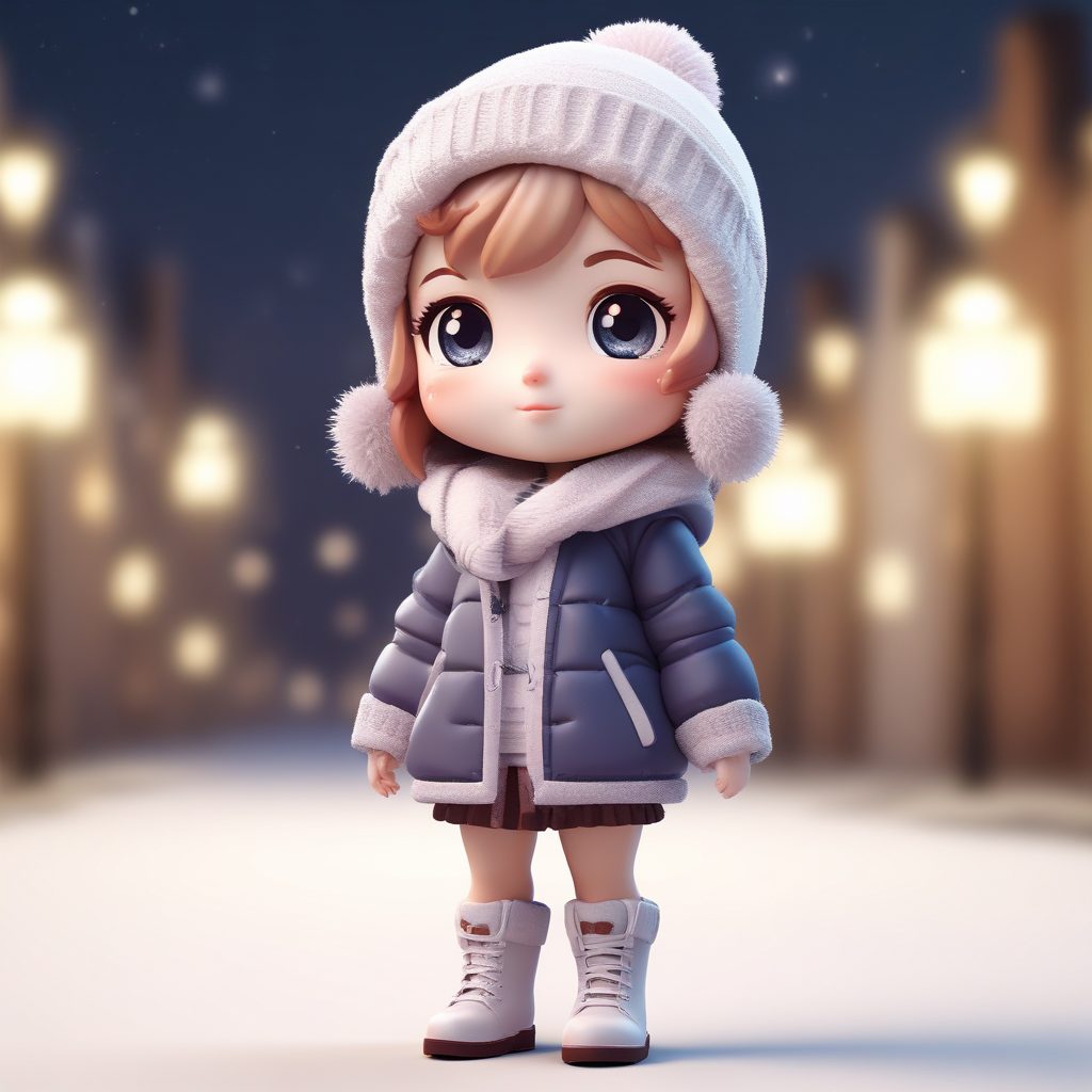 💖冬日Cute Chibi小姐姐：表情丰富、纯色背景的3D盲盒女孩头像🔥