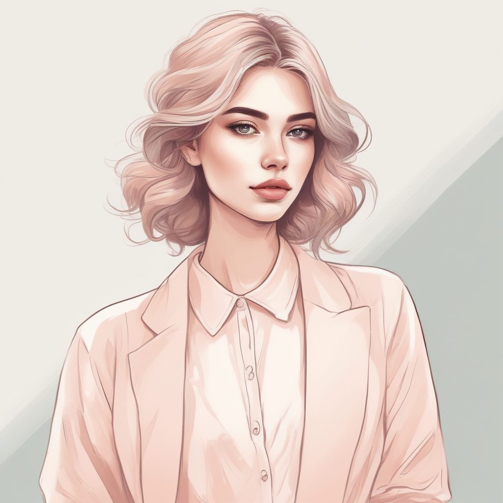 🍓极简手绘风 | 粉蓝时尚女孩插画，纯色背景设计感十足！🎨✨