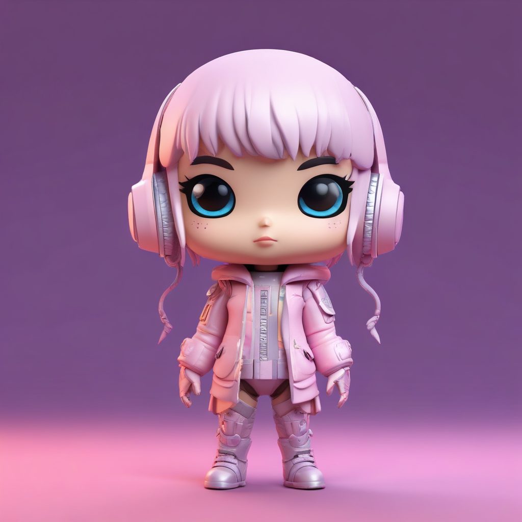 🎤 SD万能公式：Q版赛博朋克AI偶像，大头小身黏土风，C4D渲染细节！