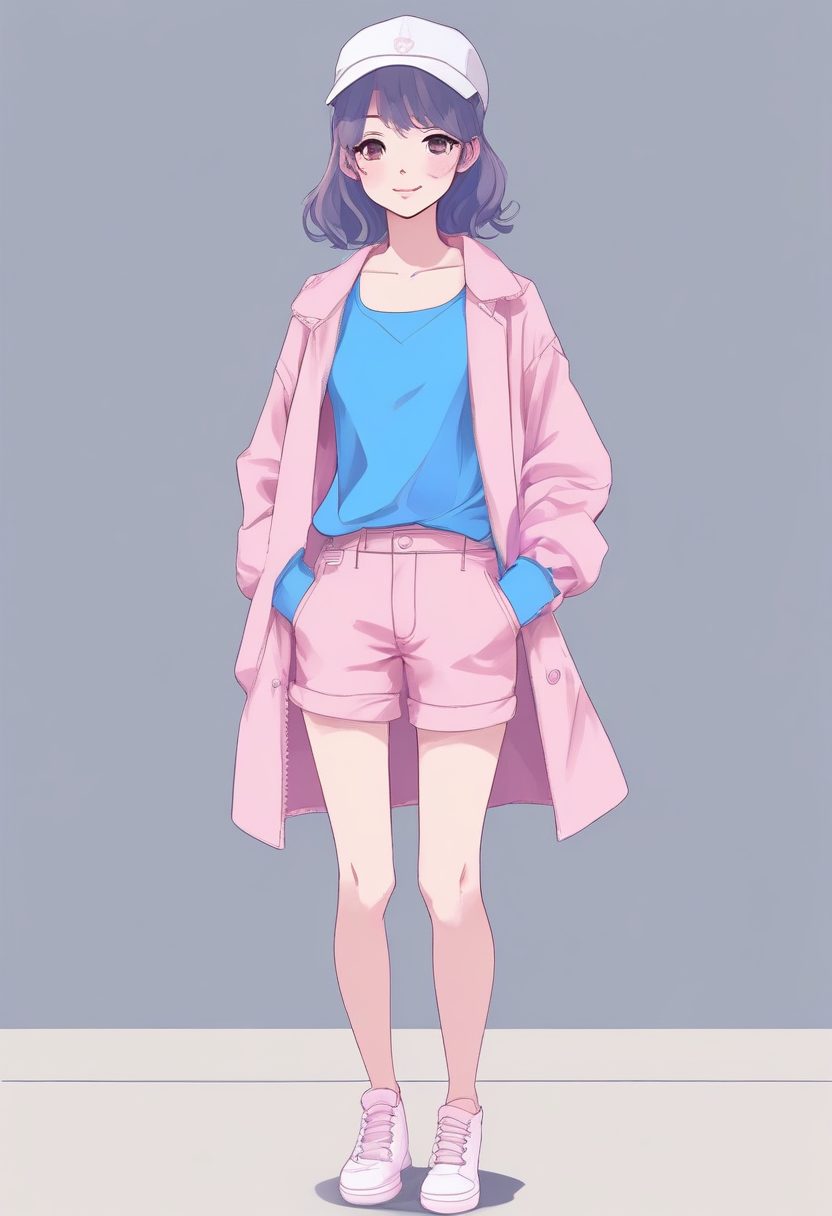 超干净！粉蓝系软萌女孩极简全身像：Midjourney/SD万能提示词