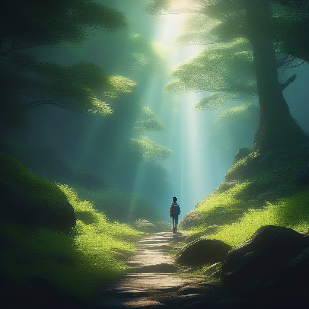 森林里的光之少年:新海诚雾气森林和神光(God Rays)AI绘图秘籍