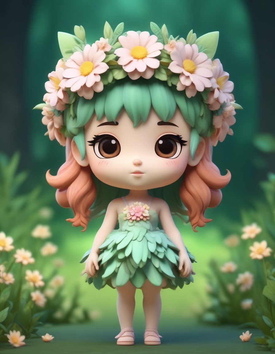 森林小精灵 | 戴着花环的森系Q版少女