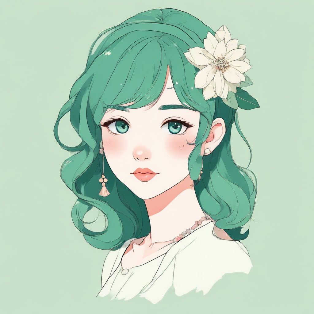 森系少女极简头像：含苞待放的花朵元素与低饱和纯色背景AI创作