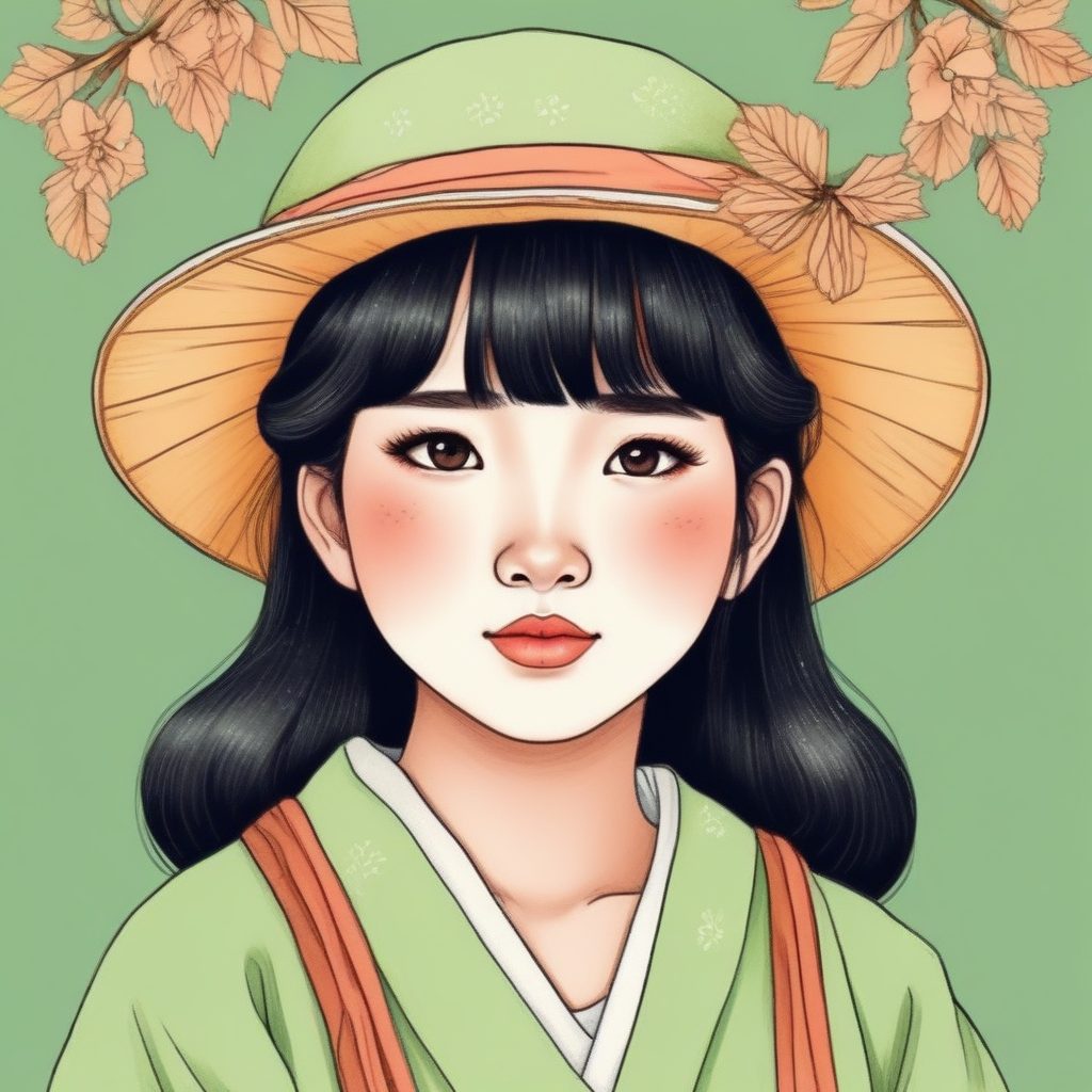 森系治愈插画：Cottagecore少女手绘头像，油蜡纸质感，童话故事风