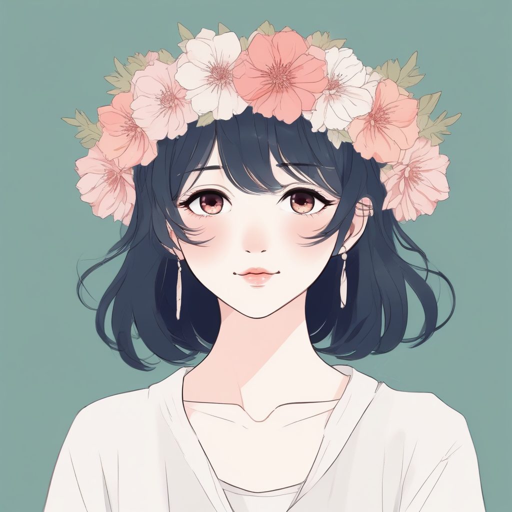 🌼森系治愈！花冠少女插画，温柔唯美，做头像太仙了！