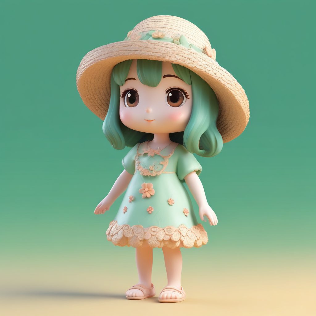 🌿森系治愈系！Cottagecore风Q版女孩，黏土手办壁纸级提示词