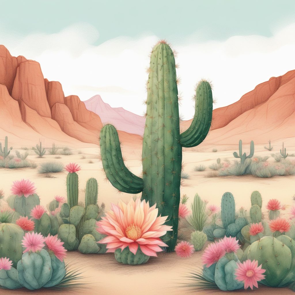 🌵沙漠绿洲!治愈系背景图:在孤独中盛开的仙人掌花