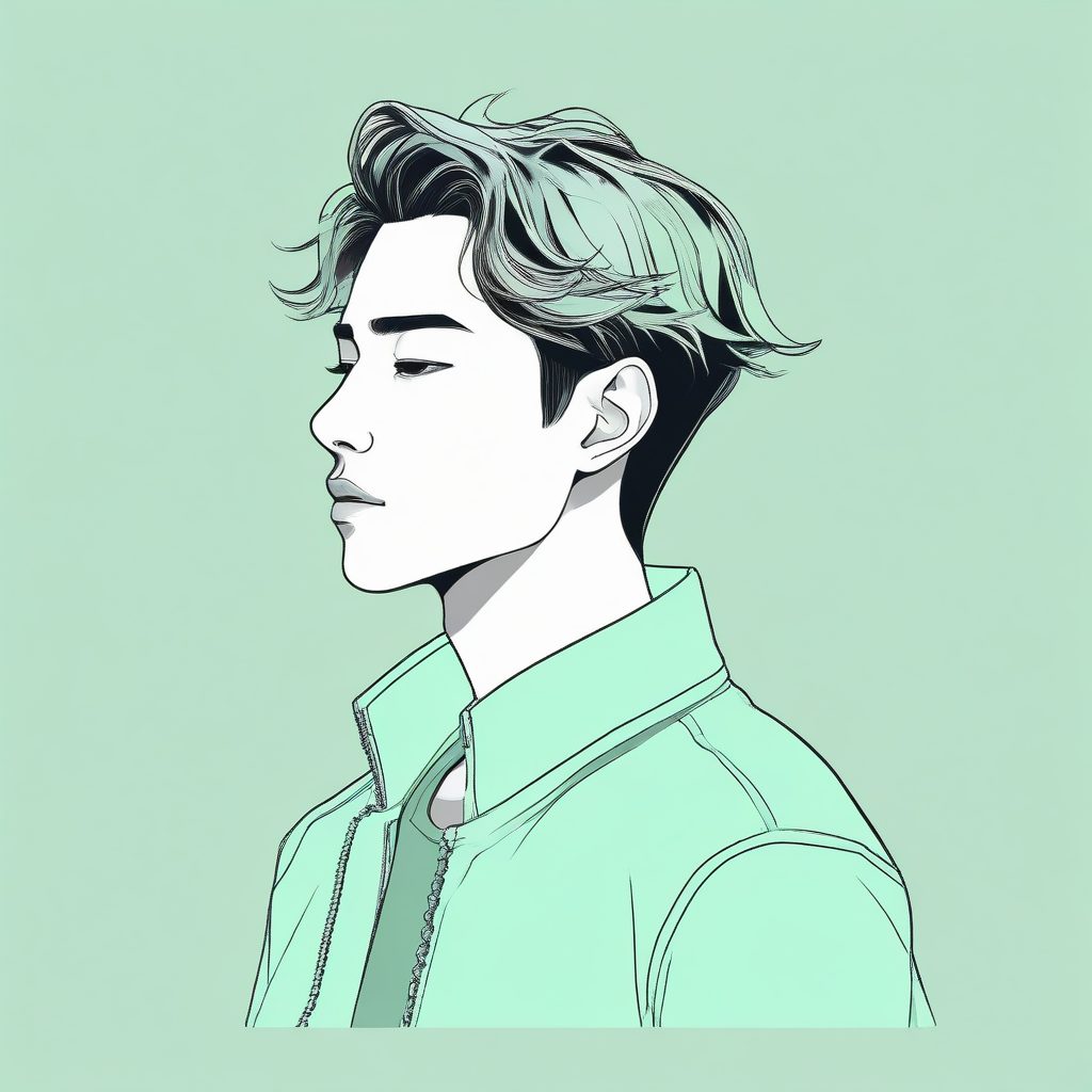 少年感爆棚！Cel Shading极简线条手绘插画，时尚日系男生肖像，氛围感头像神仙提示词