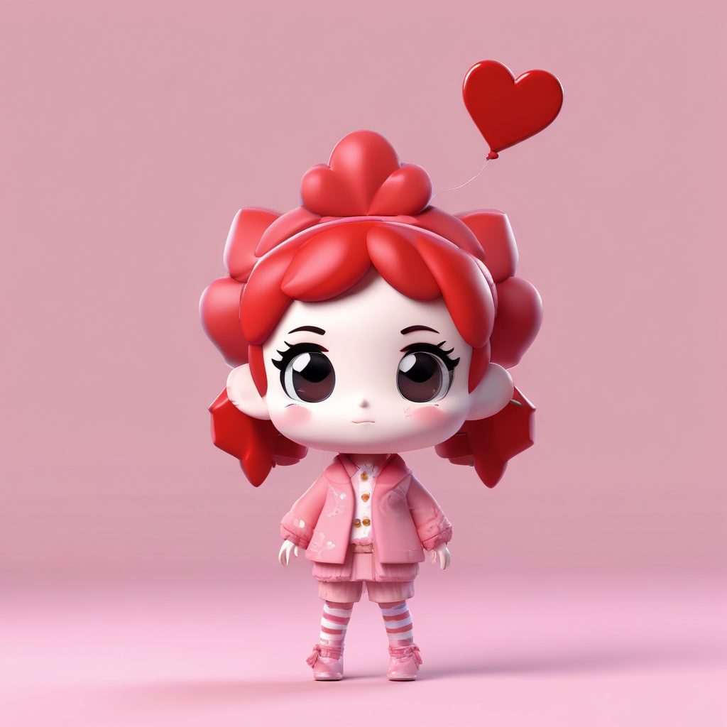 💖少女心爆棚！几何爱心主题Q版女孩🪅C4D渲染极简头像