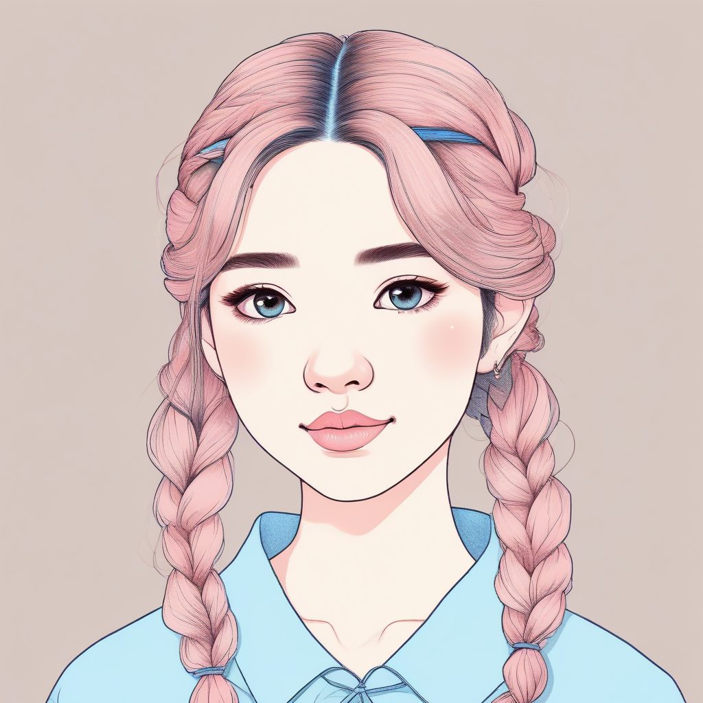 少女心爆棚！极简手绘彩色铅笔插画头像，软萌粉蓝系，纸张质感