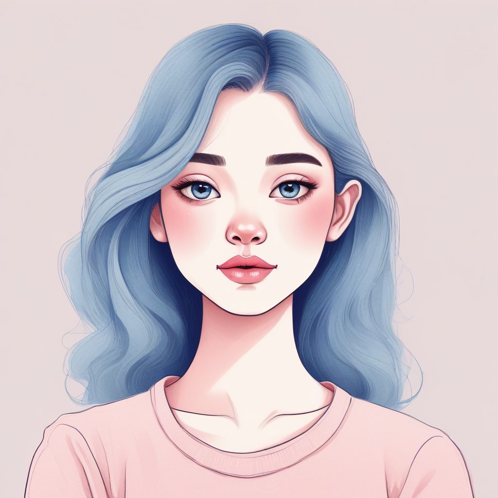 少女心收藏夹！Midjourney治愈系粉蓝插画，Soft Edges甜美梦幻风。