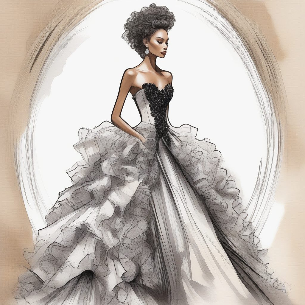 奢华洛可可褶皱：AI高级定制马克笔手绘插画秘籍