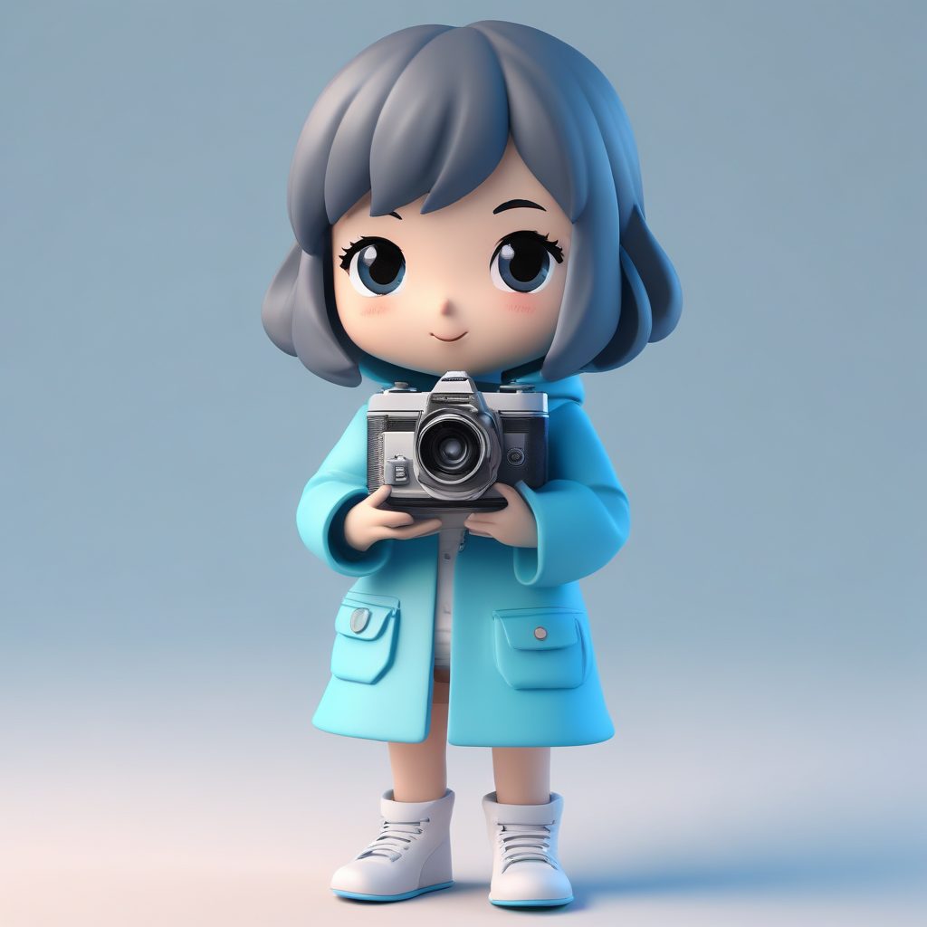 摄影师日常：Q版人物手持相机捕捉瞬间的动态插画