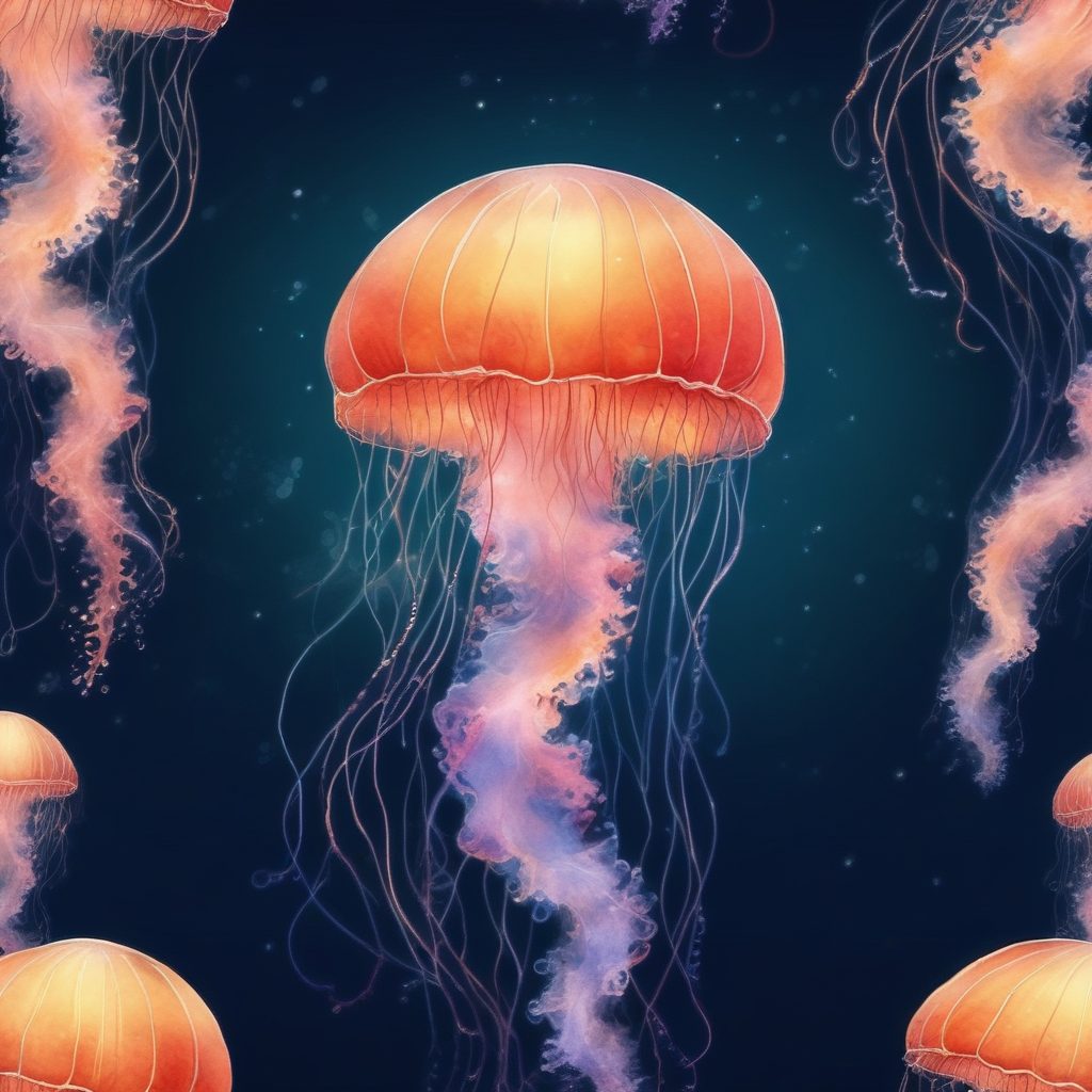 🐟深海疗愈!手绘水母插画,梦幻柔和的手机壁纸