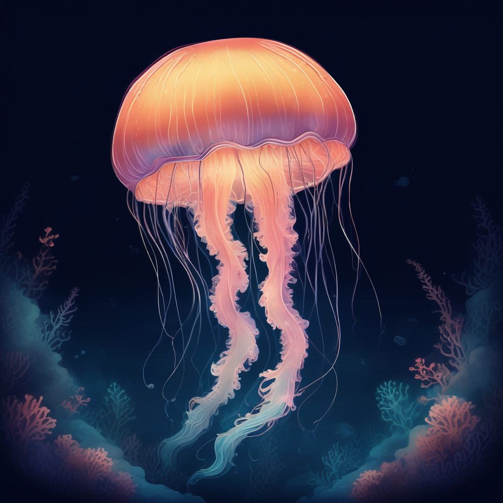 深海之光|Q版水母插画,粉彩配色做头像太绝了