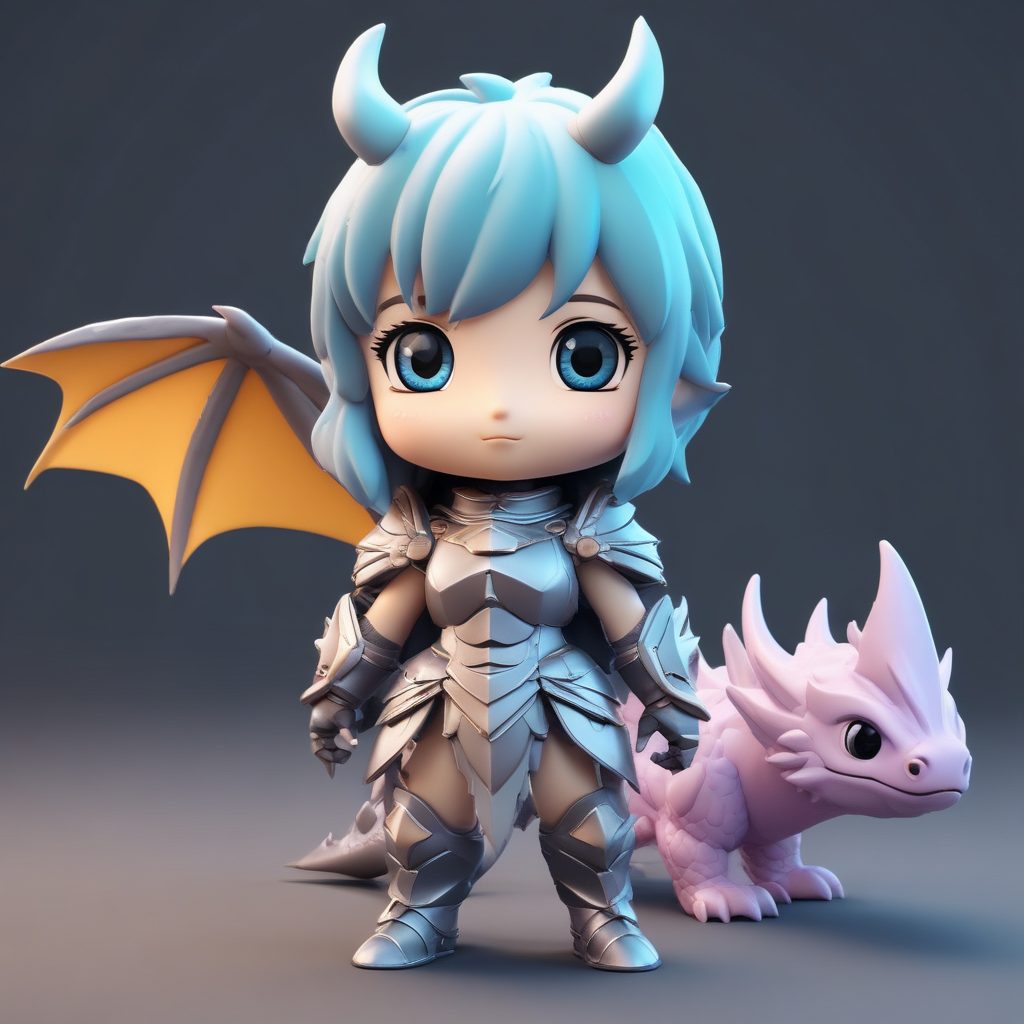 神话Q版角色制作: 迷你驭龙骑士3D手办提示词公开