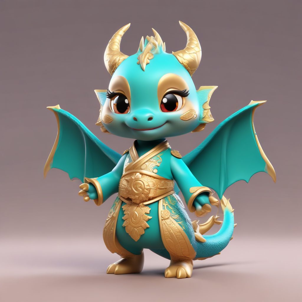 🐉神话系列！东方小青龙Chibi手办，国风盲盒风AI图片！