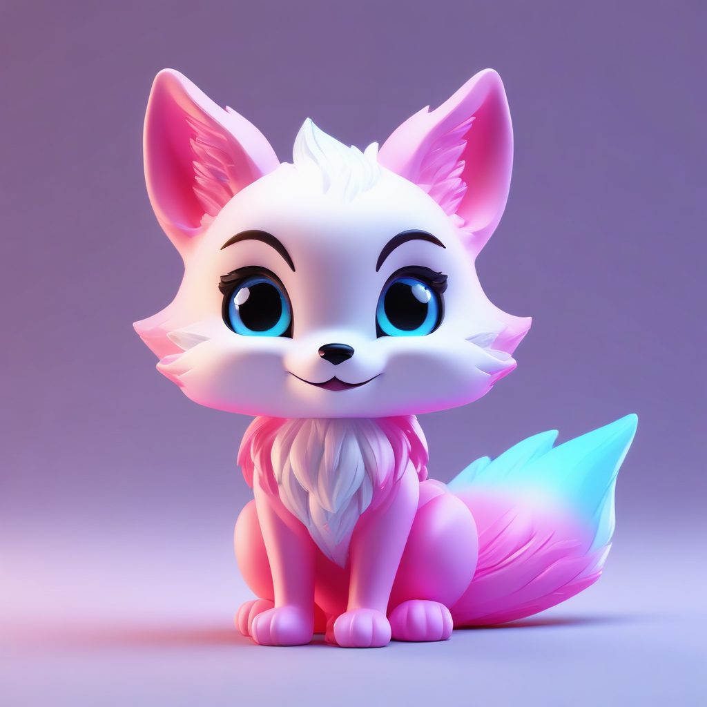 🦊 神秘感拉满！Q版全息狐妖，Octane渲染黏土盲盒风，治愈系！