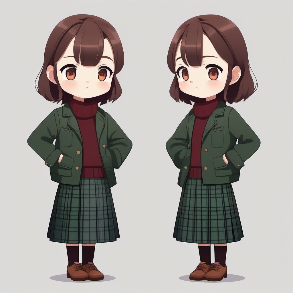 深色学院风Q版制服穿搭:AI绘画提示词解析与细节渲染技巧