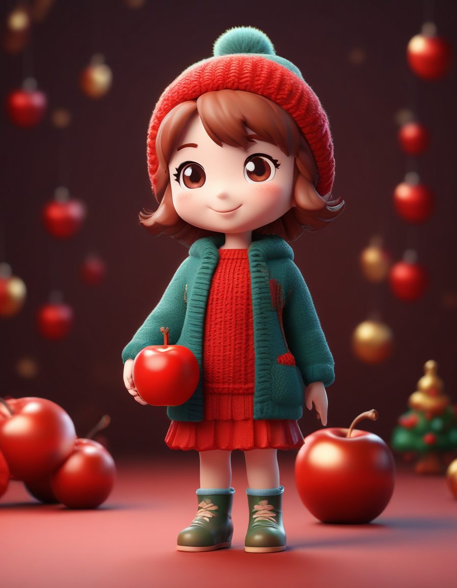 🍎 圣诞红毛衣！抱着苹果的喜庆Q版