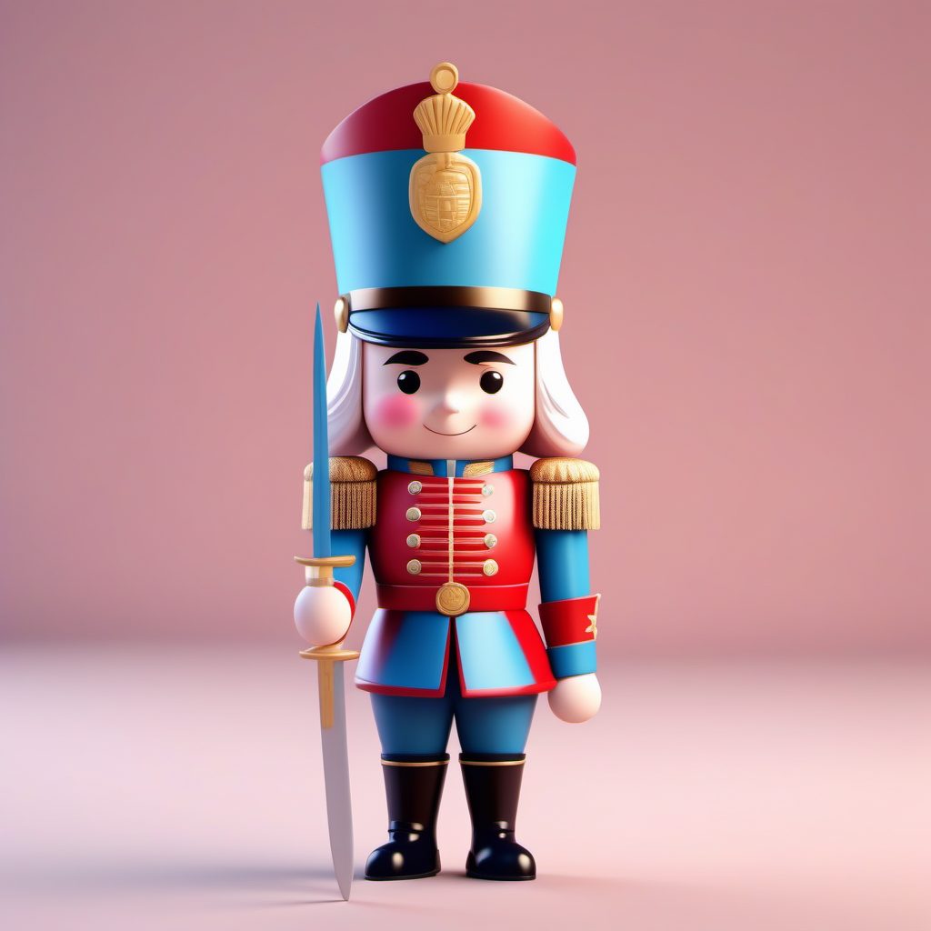 圣诞胡桃夹子Q版士兵：C4D粘土风全身站立3D模型AI生成