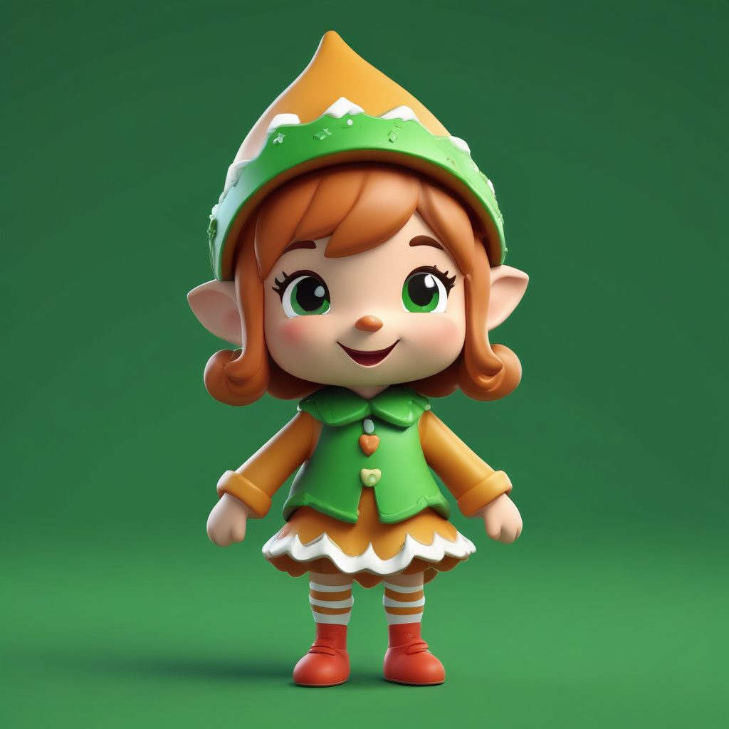 圣诞姜饼小精灵:Chibi盲盒可爱风,黏土质感及纯色背景设置教程