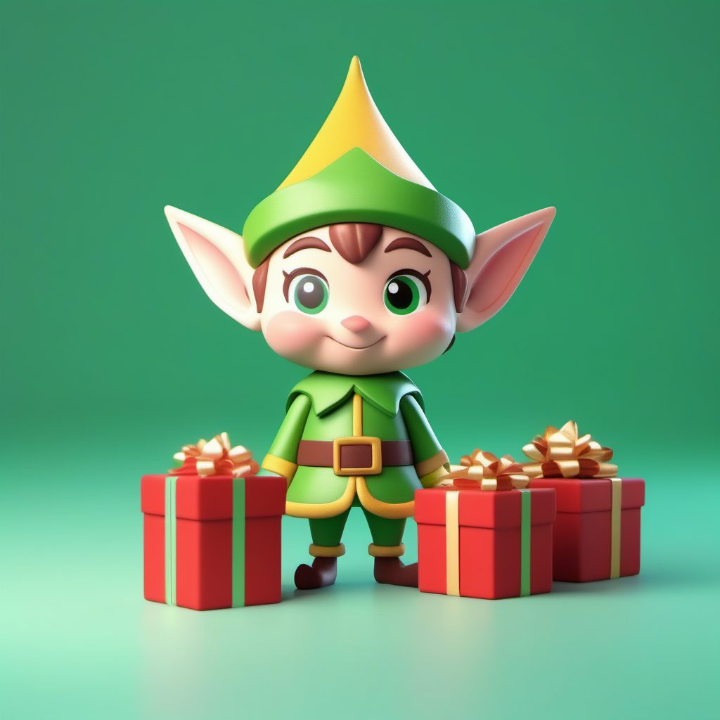 圣诞精灵3D手办生成:Q版全身站姿,柔光粘土材质AI绘图秘籍