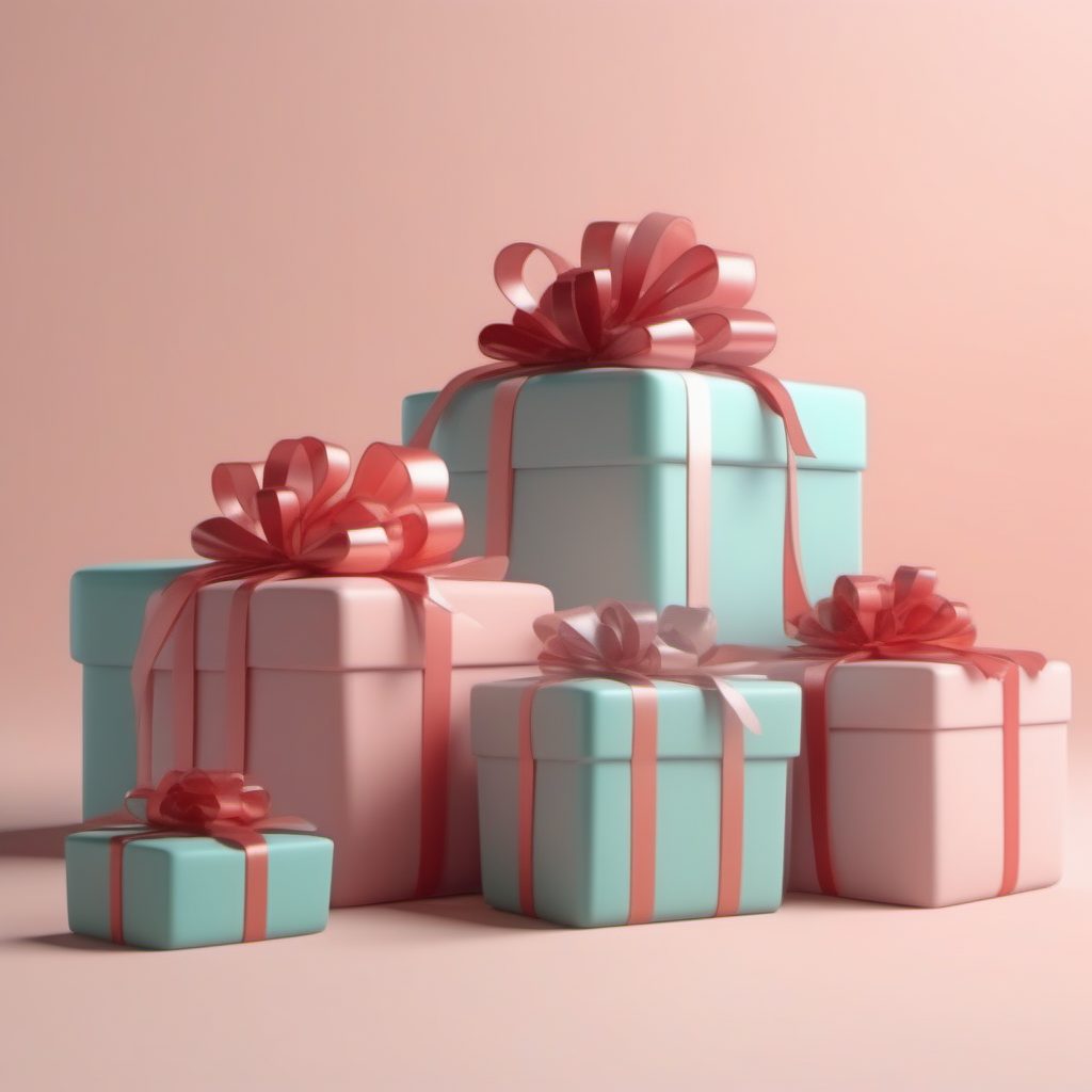 圣诞礼物盲盒设计：C4D高精度渲染，Q版堆叠礼物AI提示词